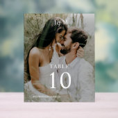 Modern Elegant Monogram Trouwfoto Tafelnummer Acryl Bord (Neutraal)