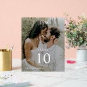 Modern Elegant Monogram Trouwfoto Tafelnummer Acryl Bord (Huwelijk)