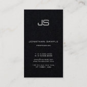 Modern Elegant Monogram Verticaal Premium Zwart Visitekaartje (Achterkant)