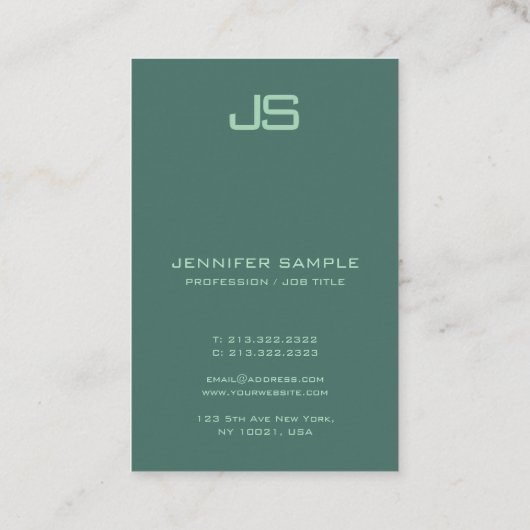 modern elegant monogram verticaal visitekaartje (Achterkant)