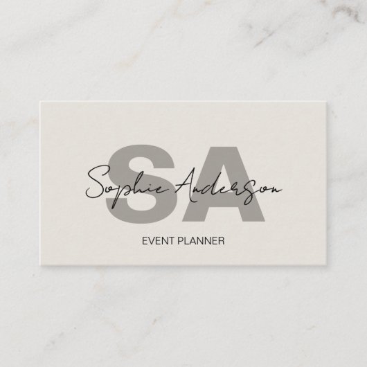 Modern Elegant Monogram Visitekaartje (Voorkant)