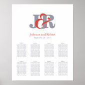 Modern Elegant Monogram Wedding Seating Chart Poster (Voorkant)
