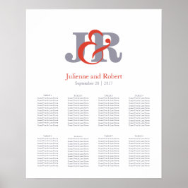 Modern Elegant Monogram Wedding Seating Chart Poster