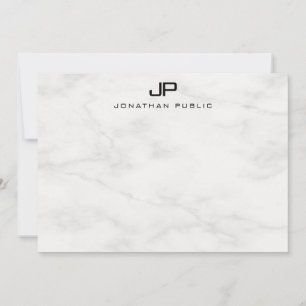Modern Elegant Monogram Wit Marmer Trendy Notitiekaartje