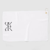 Modern Elegant Monogram Witte Naam Golfhanddoek (Horizontaal)