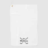 Modern Elegant Monogram Witte Naam Golfhanddoek (Voorkant)