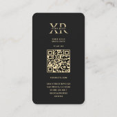 Modern Elegant Monogram X Bloemen Zwart Goud Visitekaartje (Achterkant)