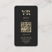 Modern Elegant Monogram Y Bloemen Zwart Goud Visitekaartje (Achterkant)