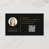 Modern Elegant Monogram Zwart Goud Professioneel Visitekaartje (Achterkant)