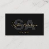 Modern Elegant Monogram Zwart Goud Professioneel Visitekaartje (Voorkant)