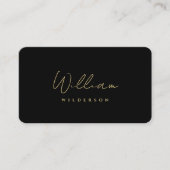 Modern Elegant Monogram Zwart Goud QR Visitekaartje (Voorkant)