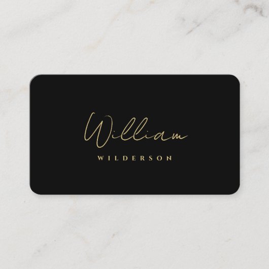 Modern Elegant Monogram Zwart Goud QR Visitekaartje (Voorkant)