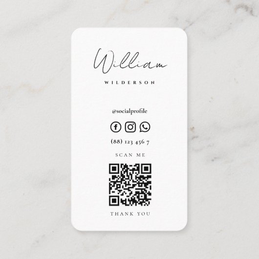 Modern Elegant Monogram Zwart Goud QR Visitekaartje (Achterkant)