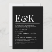 Modern Elegant Monogram Zwart Wit Bruiloft Kaart (Voorkant)