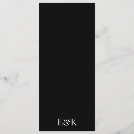 Modern Elegant Monogram Zwart Wit Bruiloft Menu (Achterkant)