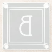 Modern Elegant Monogrammed Black & White Initiaal Glazen Onderzetter (Achterkant)