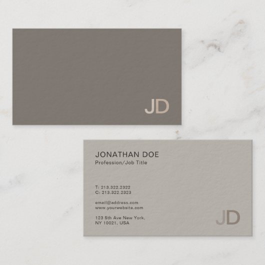 Modern Elegant Monogrammed Design Trendy Plain Visitekaartje (Voorkant / Achterkant)