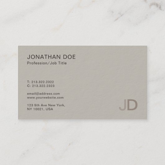 Modern Elegant Monogrammed Design Trendy Plain Visitekaartje (Achterkant)