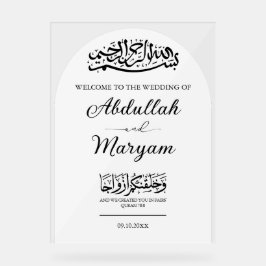 Modern Elegant Moslim Islamitisch Bruiloft Welkom Acryl Bord