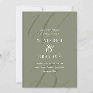 Modern Elegant Moss Monogram Weddenschap Kaart