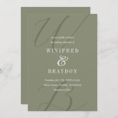 Modern Elegant Moss Monogram Weddenschap Kaart (Voorkant / Achterkant)
