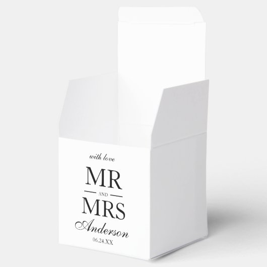 Modern Elegant Mr. en Mrs. Wedding Bedankdoosjes (Geopend)