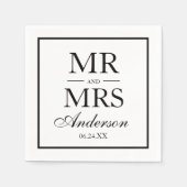 Modern Elegant Mr en Mrs Wedding BW Servet (Voorkant)