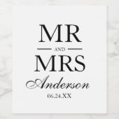 Modern Elegant Mr. en Mrs. Wedding Wijn Etiket (Enkel label)