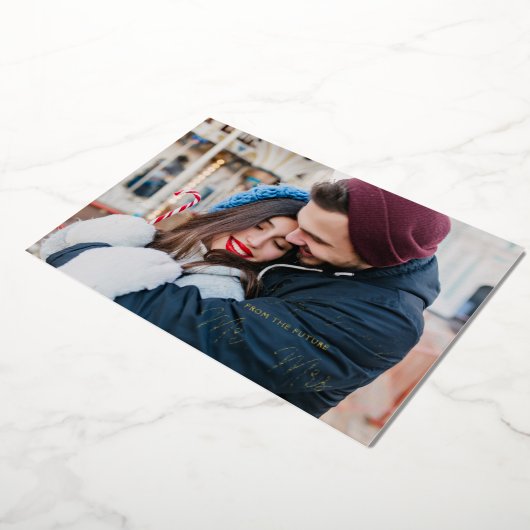 Modern Elegant Mr & Mrs Christmas Couple Wedding Folie Uitnodiging (Gedraaid)