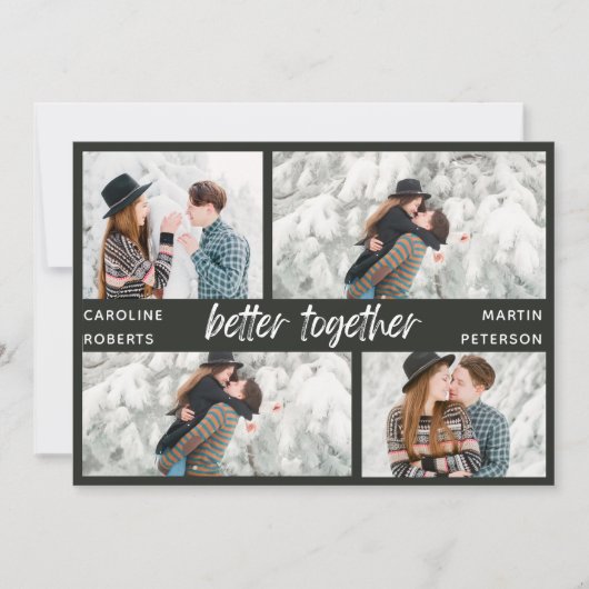 modern elegant multi-fotomanuscript sparen de datu feestdagenkaart (Voorkant)