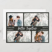 modern elegant multi-fotomanuscript sparen de datu feestdagenkaart (Voorkant / Achterkant)