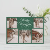 Modern Elegant Multi Photo Collage Christmas Feestdagenkaart (Staand voorkant)