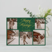 Modern Elegant Multi Photo Collage Christmas Folie Feestdagenkaart (Staand Voorkant)