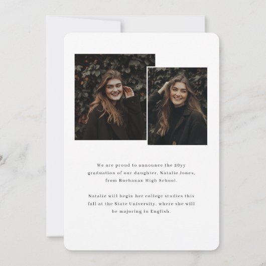 Modern Elegant Multi Photo Collage Graduation Aankondiging (Achterkant)