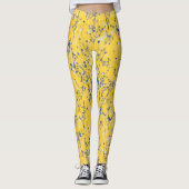 Modern Elegant Mustard Yellow Wildbloemen Leggings (Voorkant)