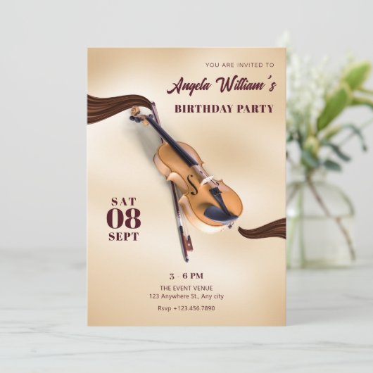 Modern Elegant Muziekinstrument viool verjaardag Kaart (Staand voorkant)