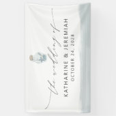 Modern Elegant Nautical Seashell Script Bruiloft Spandoek (Verticaal)