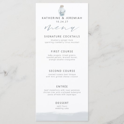 Modern Elegant Nautisch Zeeschelp Script Menu (Voorkant)