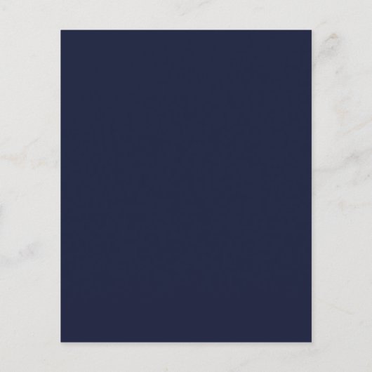 Modern Elegant Navy Blauw Goud Bruiloft Menu Kaart (Achterkant)