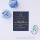 Modern Elegant Navy Blauw Goud Bruiloft Menu Kaart (Enkel)