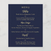 Modern Elegant Navy Blauw Goud Bruiloft Menu Kaart (Voorkant)