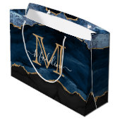 Modern Elegant Navy Blue Agate Geode Monogram Groot Cadeauzakje (Achterkant Gekanteld)