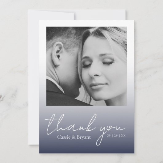 Modern Elegant Navy Blue Chic Wedding Dank je Bedankkaart (Voorkant)