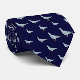 Modern Elegant Navy Blue Dove Naadloos Patroon Stropdas