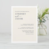 Modern Elegant Navy Blue en Cream Wedding Kaart (Staand voorkant)