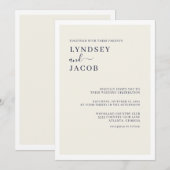 Modern Elegant Navy Blue en Cream Wedding Kaart (Voorkant / Achterkant)