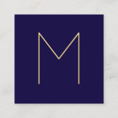 Modern Elegant Navy Blue en Gold Monogram Vierkante Visitekaartje (Voorkant)