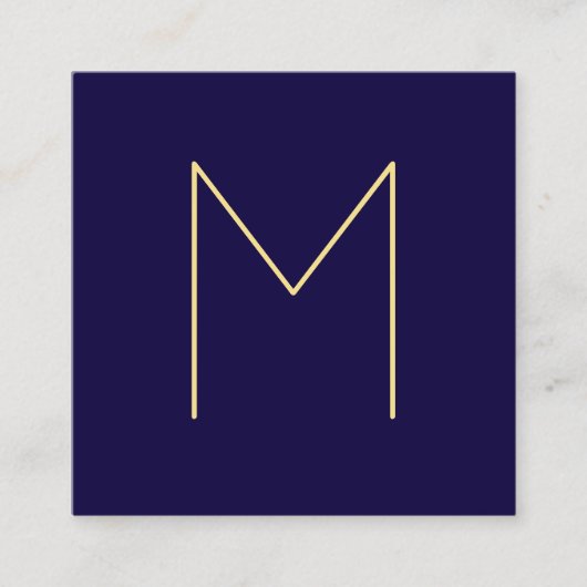 Modern Elegant Navy Blue en Gold Monogram Vierkante Visitekaartje (Voorkant)