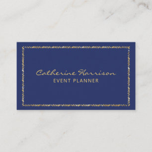 modern Elegant Navy Blue en Gold Visitekaartje