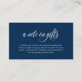Modern Elegant, Navy Blue font, A note on gifts Informatiekaartje